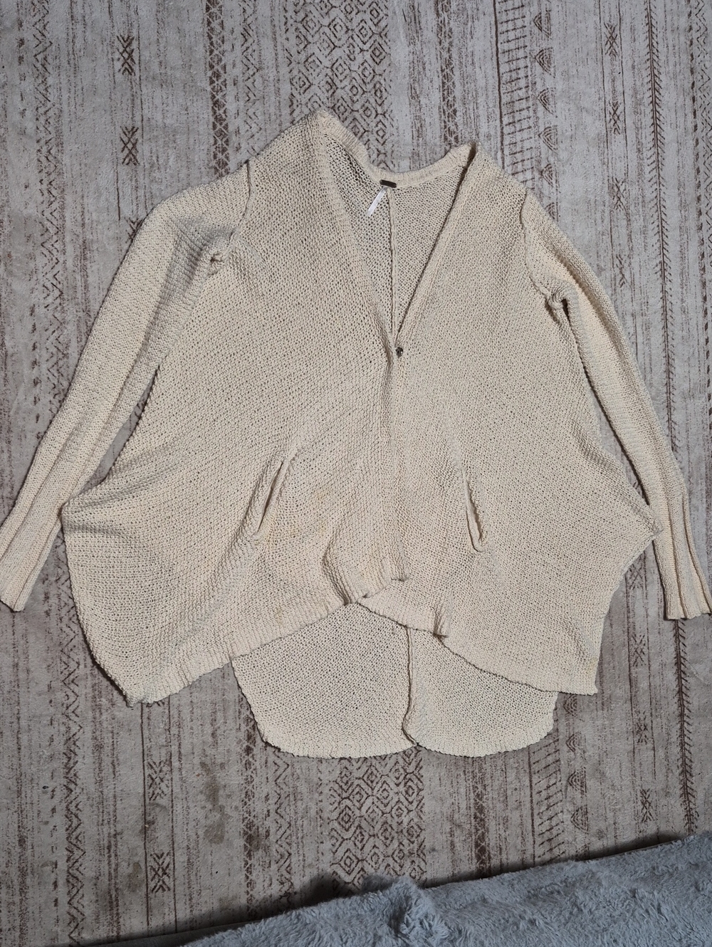 Free People Cream Open Cardigan with Pockets